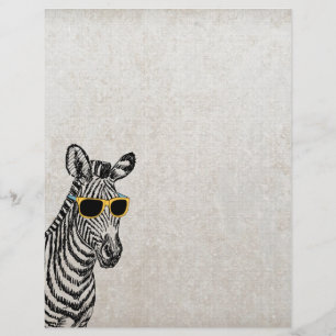 Cool cute funny zebra sketch with trendy glasses