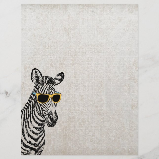 Cool cute funny zebra sketch with  trendy glasses (Front)