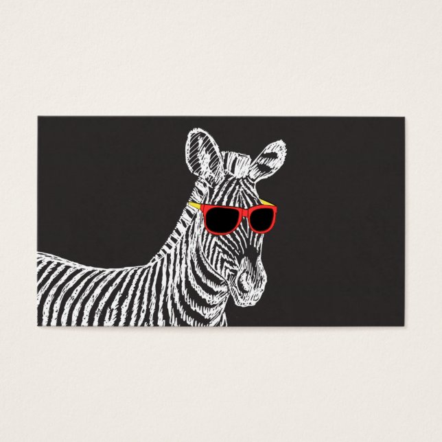 Cool cute funny zebra white sketch with glasses (Front)