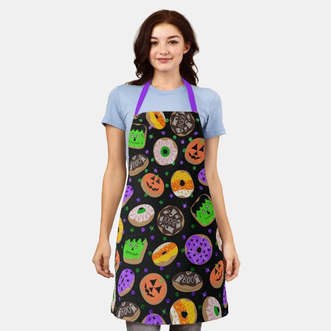 Cool Cute Glitter Confetti Doughnut Halloween Patt Apron (Worn)