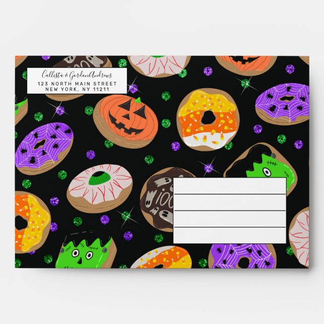 Cool Cute Glitter Confetti Doughnuts Halloween Envelope (Front)