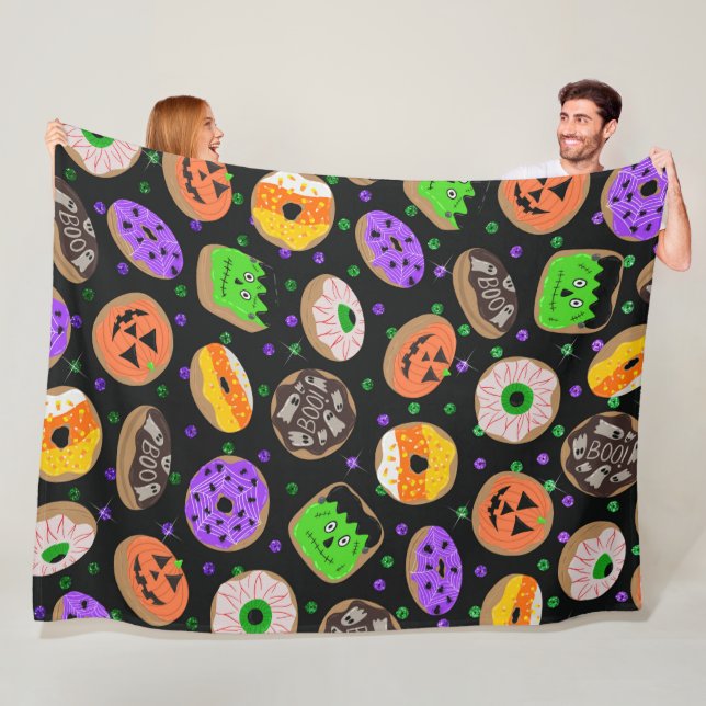 Cool Cute Glitter Confetti Doughnuts Halloween Fleece Blanket (In Situ)