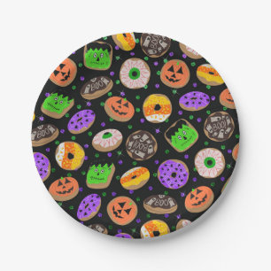 Cool Cute Glitter Confetti Doughnuts Halloween Paper Plate
