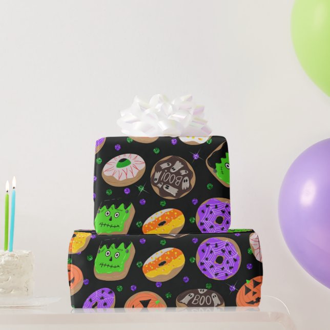 Cool Cute Glitter Confetti Doughnuts Halloween Wrapping Paper (Party Gifts)