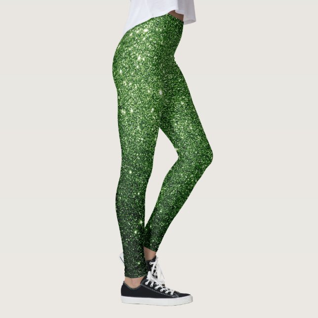 cool cute green glitter pattern leggings (Right)