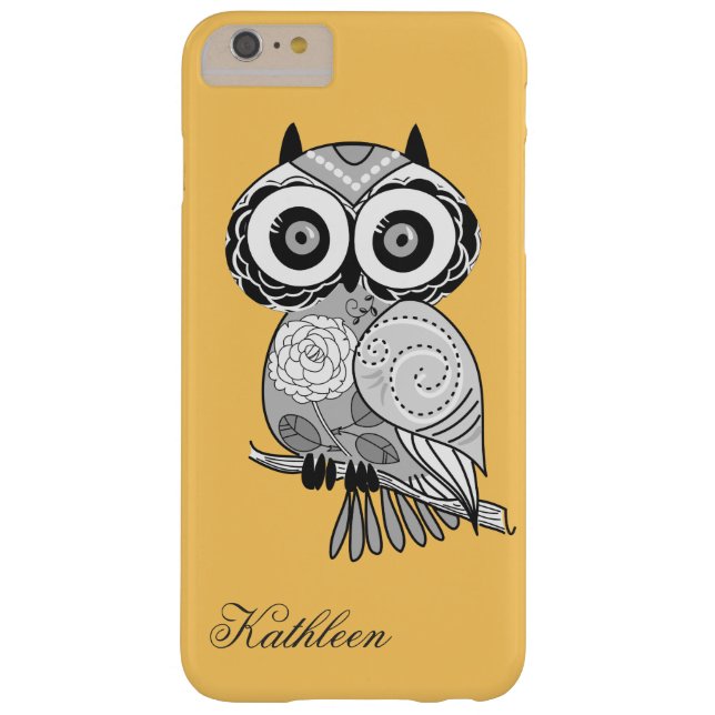 Cool Cute Hipster Retro Groovy Owl Monogram Case-Mate iPhone Case (Back)