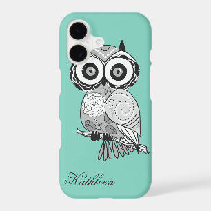 Cool Cute Hipster Vintage Groovy Owl Monogram