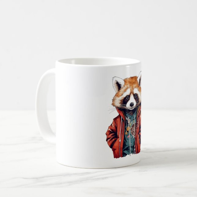 Cool cute little racoon coffee mug (Front Left)