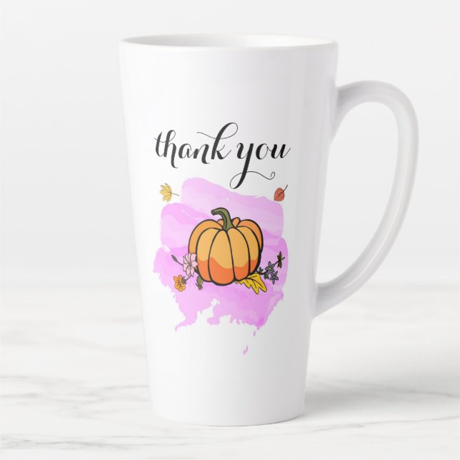 cool cute modern yellow pumpkin lovers word art latte mug (Right)