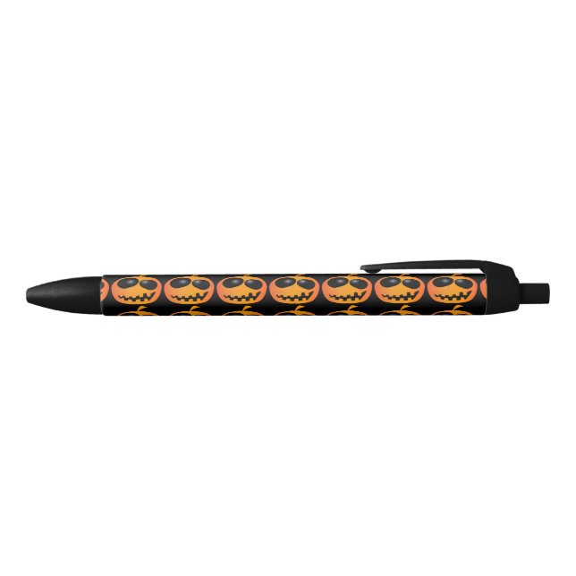 Cool Cute Orange Halloween Pumpkin Pattern Black Ink Pen (Top)