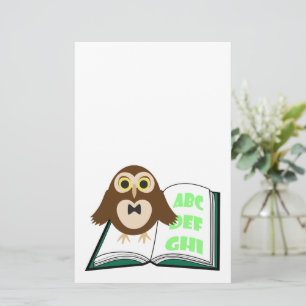 Cool Cute owl with Alphabet book Back to school Stationery