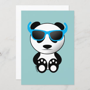 Cool cute panda bear with sunglasses Invitation