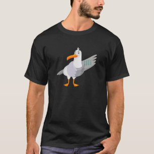 Cool Cute Seagull Ocean Sea Bird Animal Hand Gestu T-Shirt