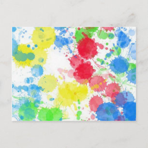 Cool cute trendy colourful splatter watercolours postcard