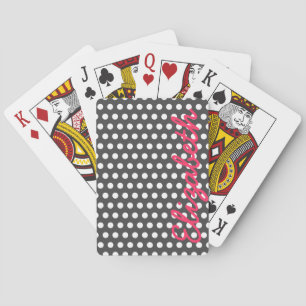Cool cute trendy girly white polka dots pattern playing cards