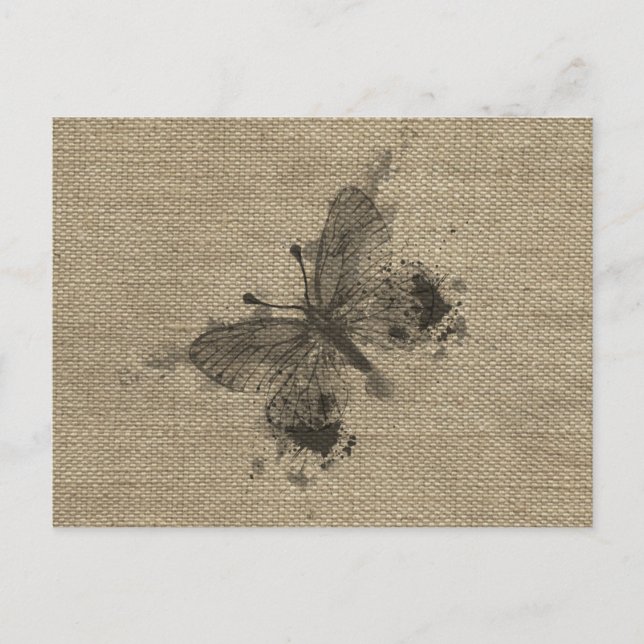 Cool cute trendy grey splatters vintage butterfly postcard (Front)