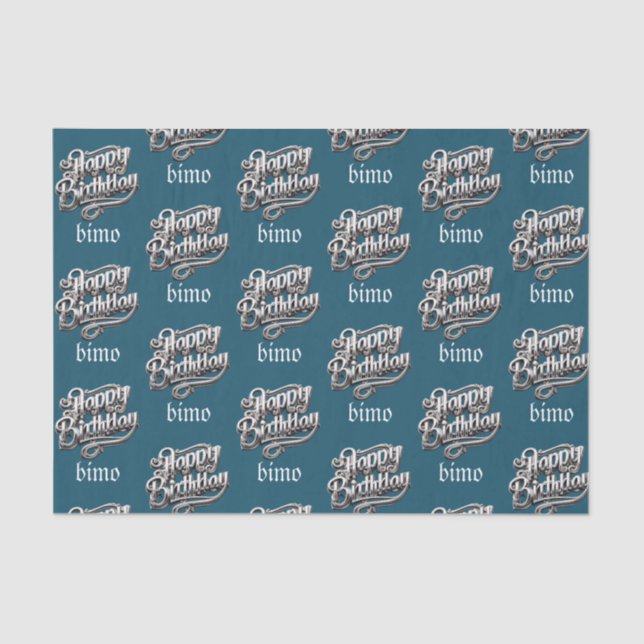 cool cyan happy birthday elegant and luxury tissue paper (Front)