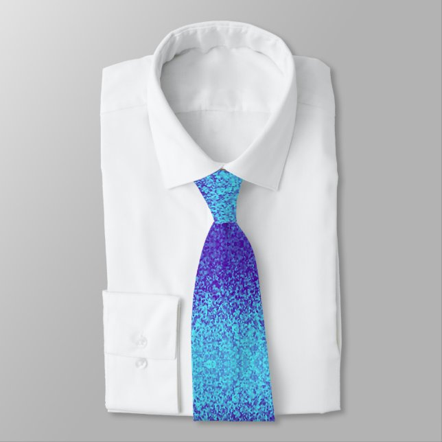 cool cyan purple glitter sparking polygons pattern tie (Tied)