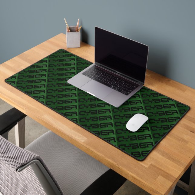 Cool Cyber Text Pattern Green Desk Mat (Office 2)