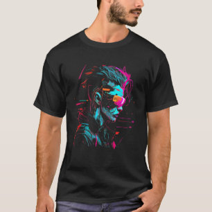 Cool Cyberpunk Style Girl Wearing Virtual Reality T-Shirt