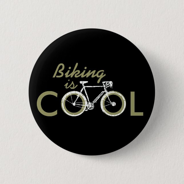 cool cycle, biking 6 cm round badge (Front)