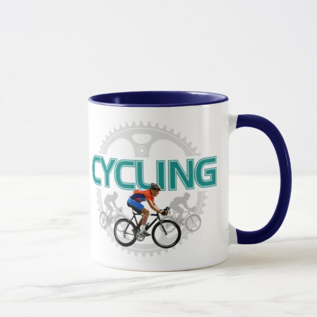 Cool Cycling Design On Ringer Mug (Right)