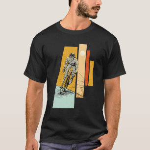 Cool Cyclist Cycling On A Trail Vintage Retro Bicy T-Shirt