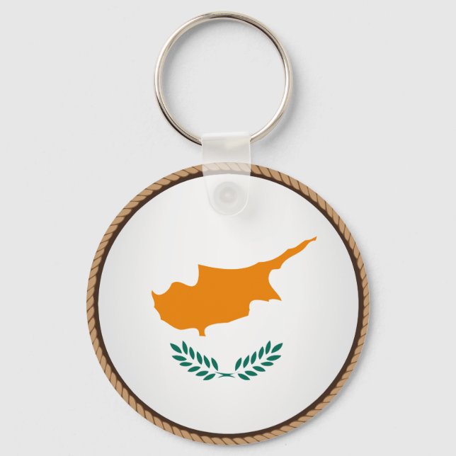 Cool Cyprus Flag Seal Key Ring (Front)
