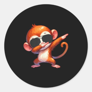 Cool Dab Monkey With Sungles Cartoon Humor  Classic Round Sticker