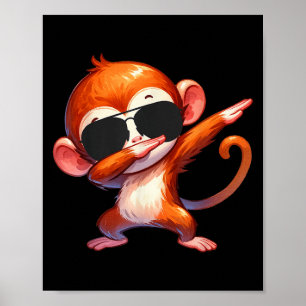 Cool Dab Monkey With Sungles Cartoon Humor Poster