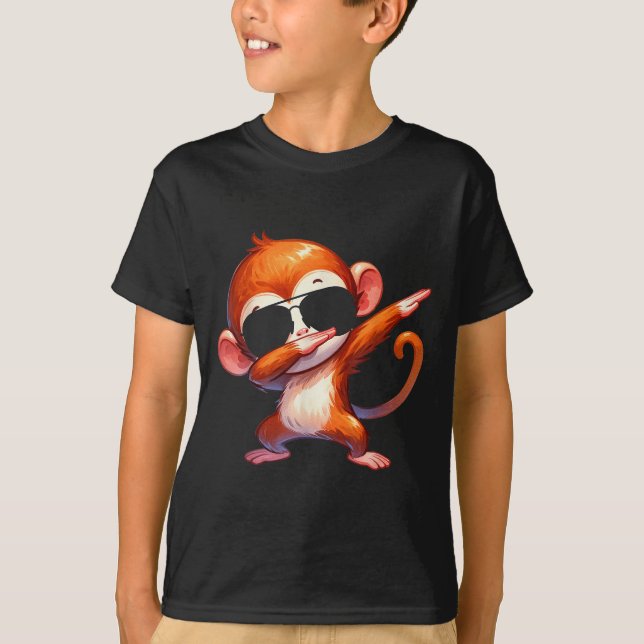 Cool Dab Monkey With Sungles Cartoon Humour  T-Shirt (Front)