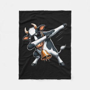 Cool Dabbing Cow For For Festive Fun Cow Lover Chr Fleece Blanket