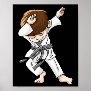 Cool Dabbing Karate Boy Funny Hip-hop Judo Dancing Poster