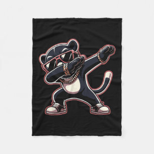 Cool Dabbing Panther Black Wearing Cool Sungles Fleece Blanket