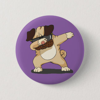 Cool Dabbing Pug with Sunglasses Badge