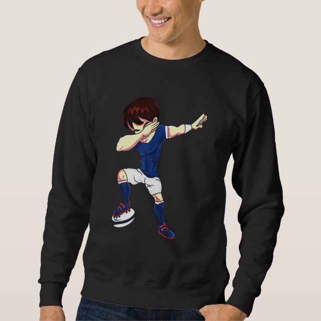 Cool Dabbing Rugby Player Sport Sweatshirt (Front)