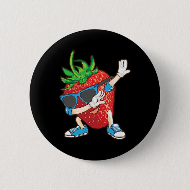 Cool Dabbing Strawberry Funny Love Dancer Sweet Fr 6 Cm Round Badge (Front)