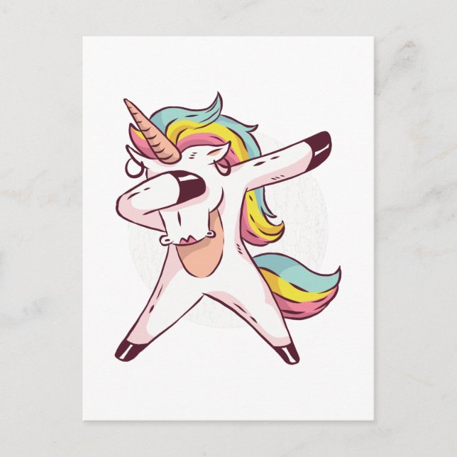 Cool Dabbing Unicorn Rainbow Trendy Dance Moves Postcard (Front)
