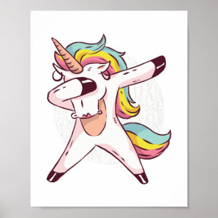Cool Dabbing Unicorn Rainbow Trendy Dance Moves Poster
