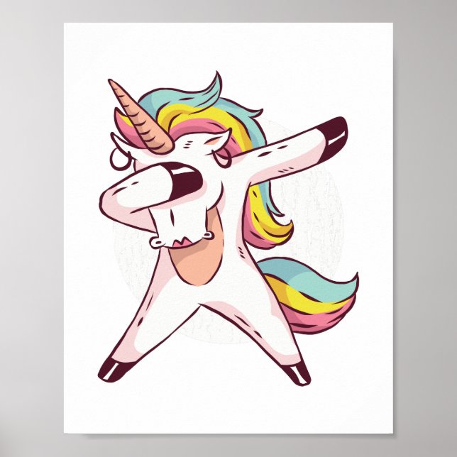 Cool Dabbing Unicorn Rainbow Trendy Dance Moves Poster (Front)
