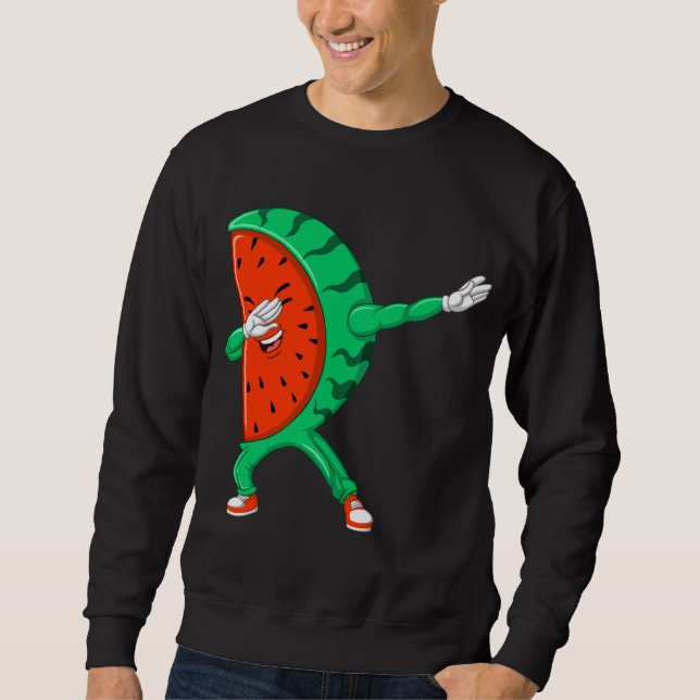 Cool Dabbing Watermelon Funny Fruit Dancing Athlet Sweatshirt (Front)