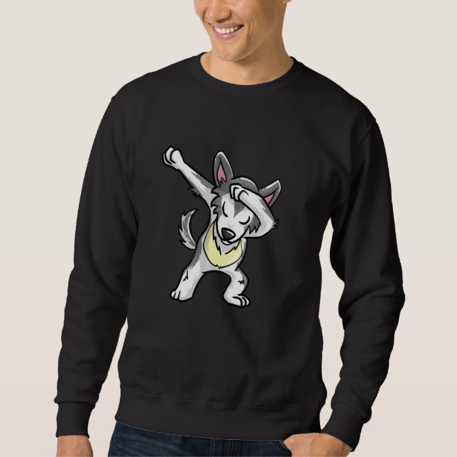 Cool Dabbing Wolf  Hip Hop Coyote Dog Dancing Sweatshirt (Front)
