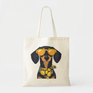 Cool Dachshund Dog Sunglasses Lemons Tote Bag