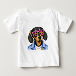 Cool Dachshund Summer Sunset Dog Design Baby T-Shirt