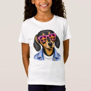 Cool Dachshund Summer Sunset Dog Design T-Shirt