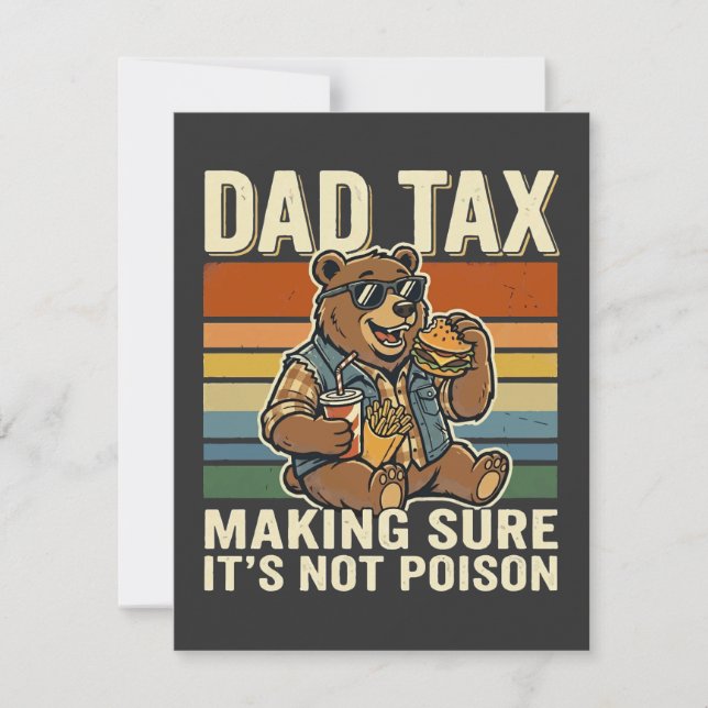 Cool Dad Bear Funny Snack Time Design  Card (Front)