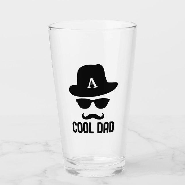 Cool Dad Best DAD Ever cool dad with Monogram Hat Glass (Front)
