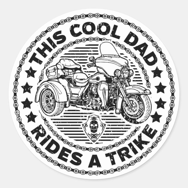 Cool Dad Biker Trike Classic Round Sticker (Front)
