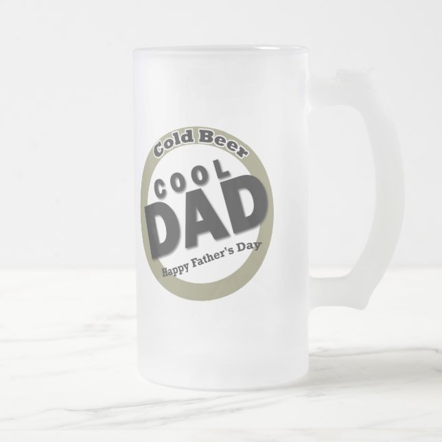 Cool Dad Father's Day Frosted Glass Beer Mug (Right)