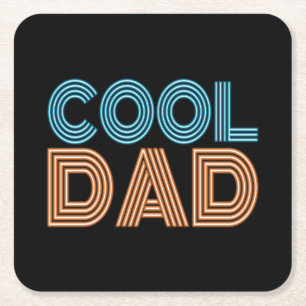 Cool Dad Father's Day Neon Typography   Coaster